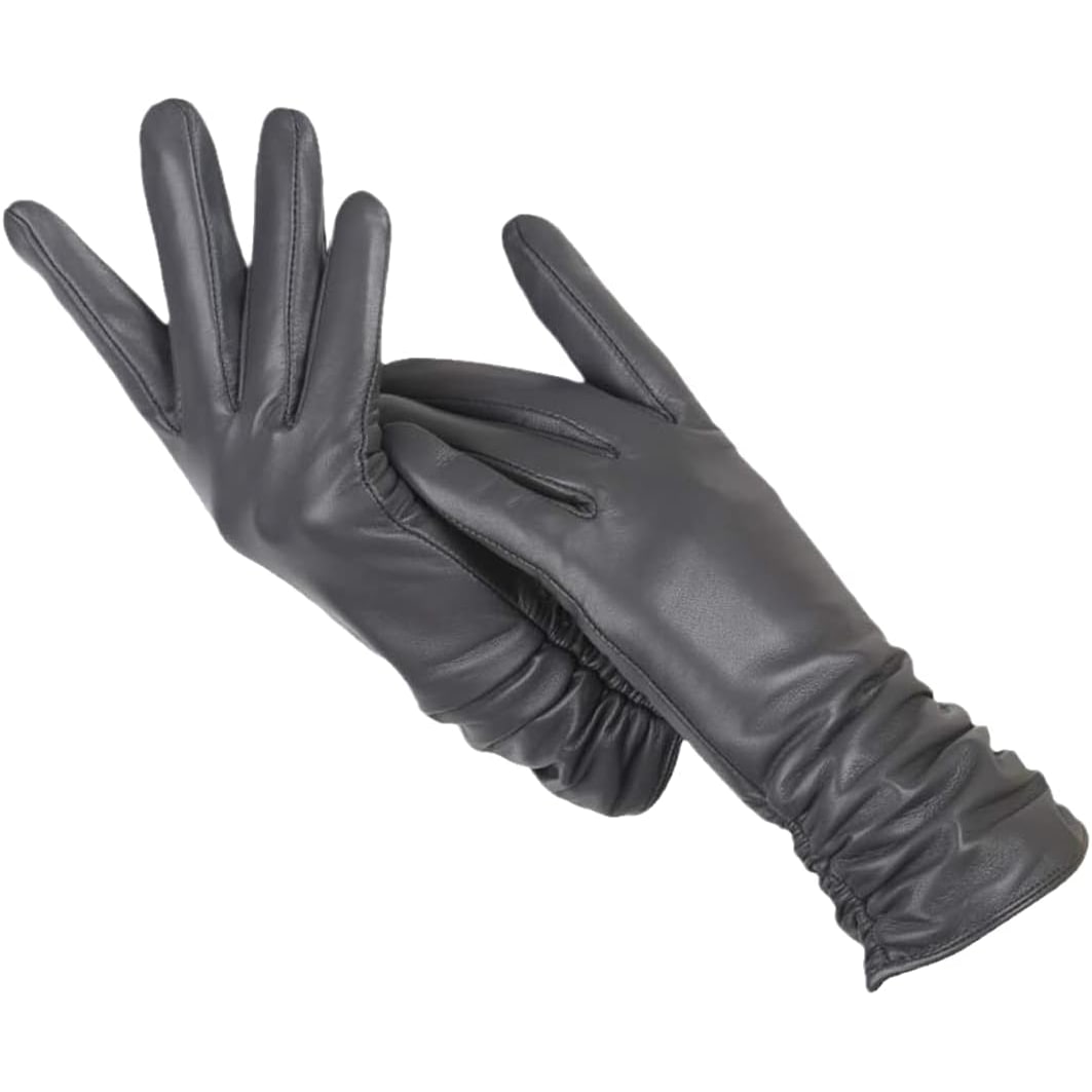 Hettie Leather Gloves with Ruched Wrist - image 5