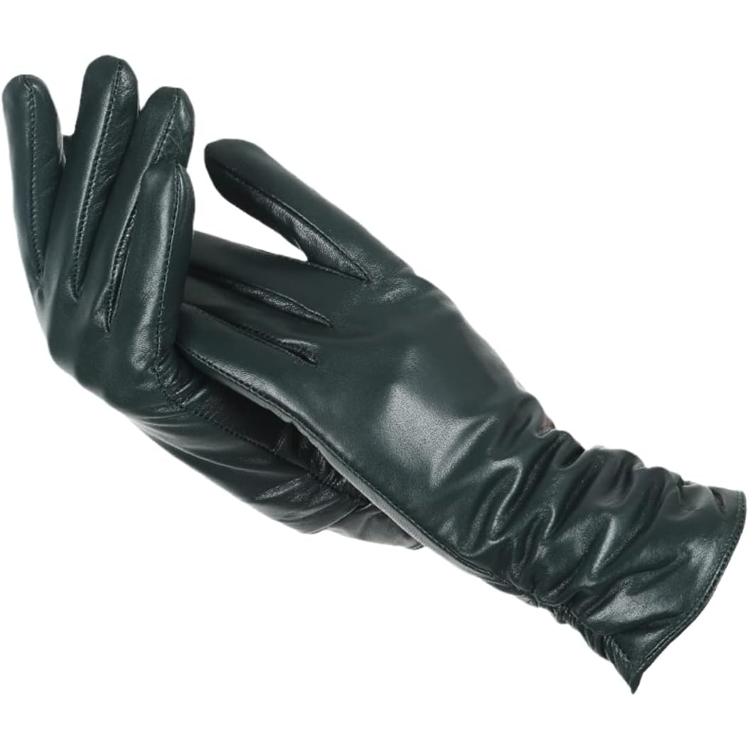 Hettie Leather Gloves with Ruched Wrist - image 7