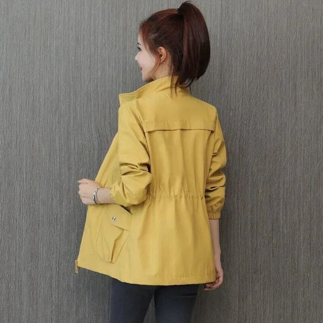Norah | Women's Cropped Zip-Front Bomber Jacket for Cold Weather in Yellow