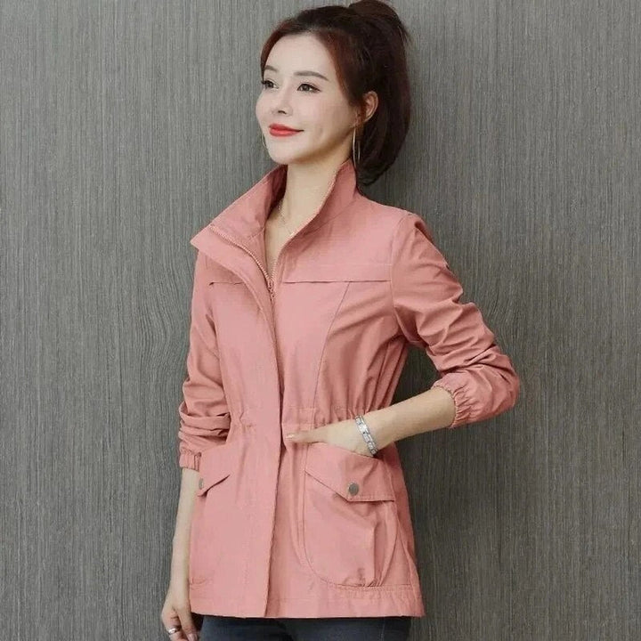Norah | Women's Cropped Zip-Front Bomber Jacket for Cold Weather in Pink