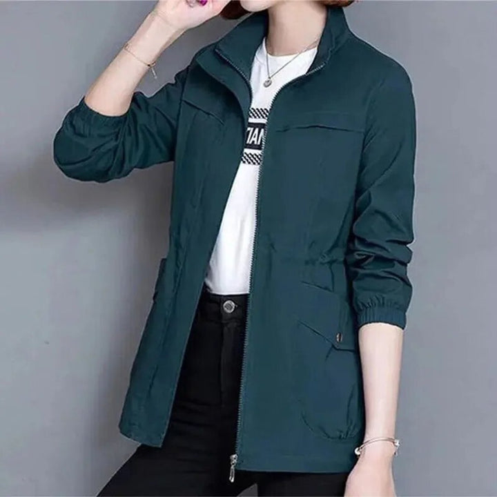 Norah | Women's Cropped Zip-Front Bomber Jacket for Cold Weather in Blue