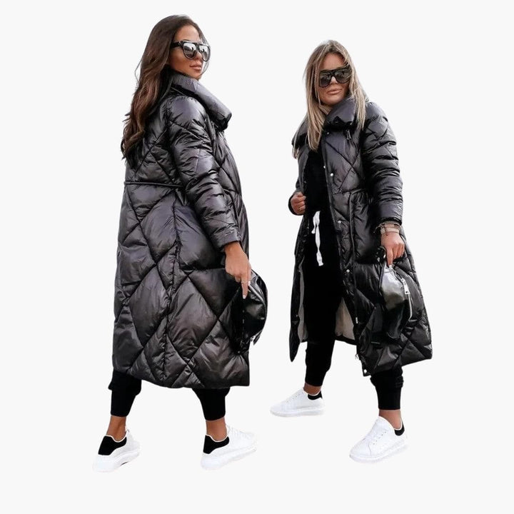 Sylvana Long Quilted Puffer Coat with Stand Collar - image 3