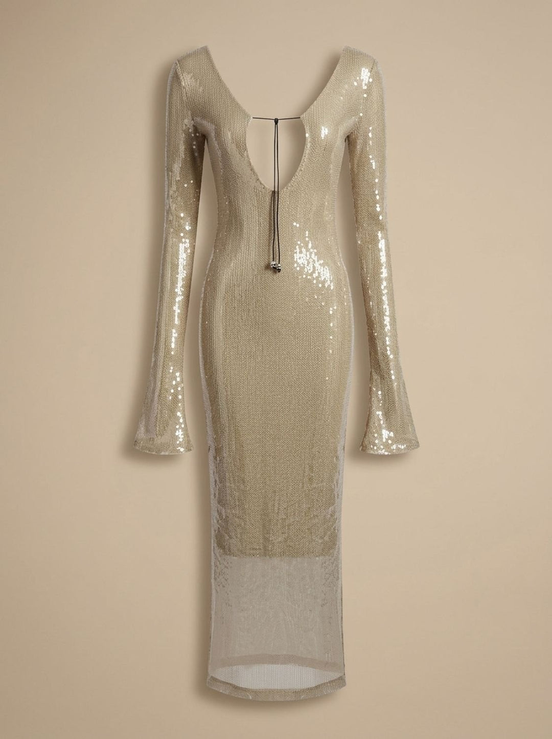 Bente Long-Sleeve V-Neck Sequin Maxi Dress - image 12
