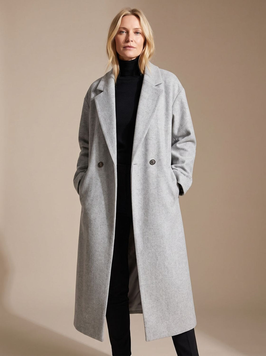 Silke Longline Double-Breasted Tailored Overcoat - image 1