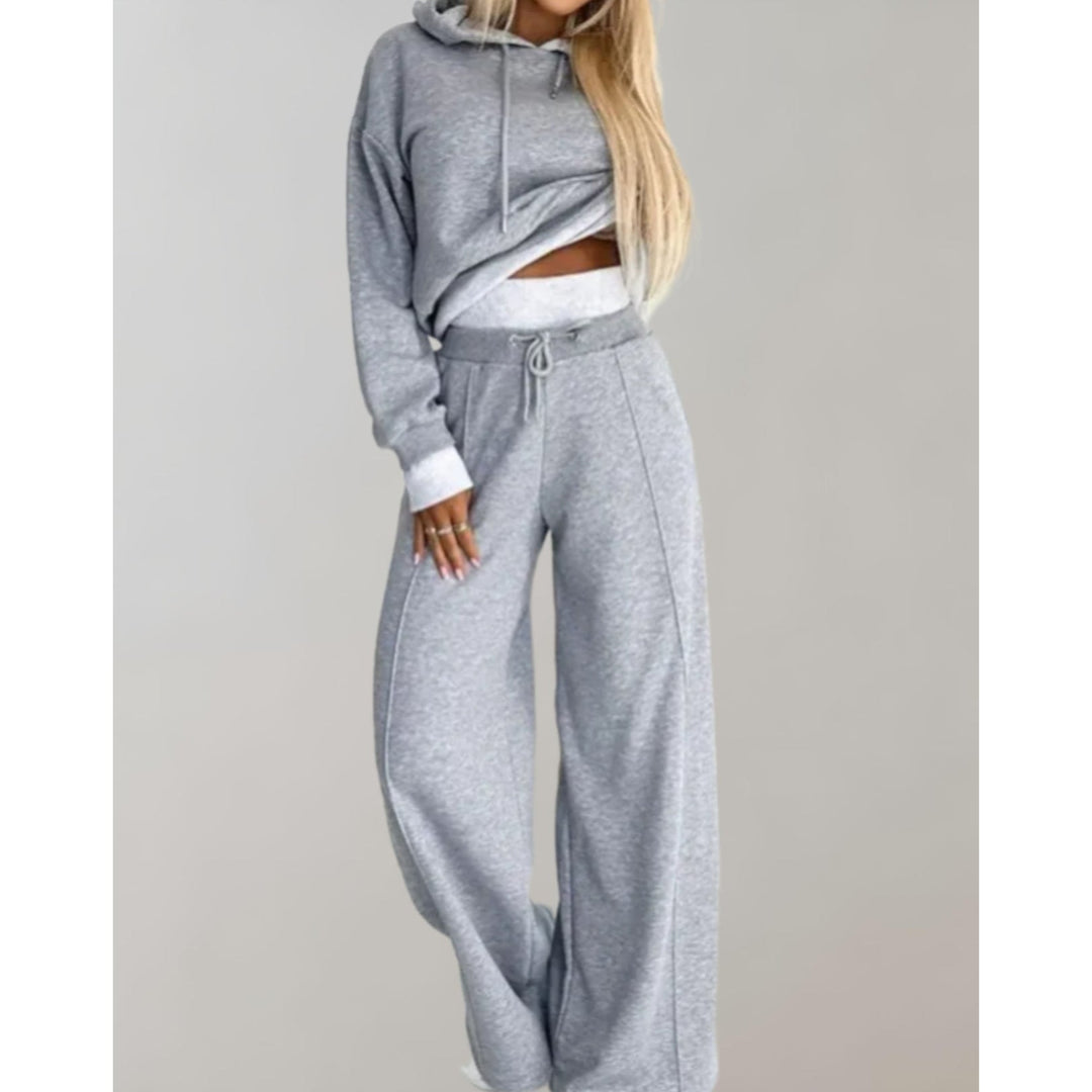 Femmy Cropped Hoodie and Wide-Leg Pants Lounge Set - image 3