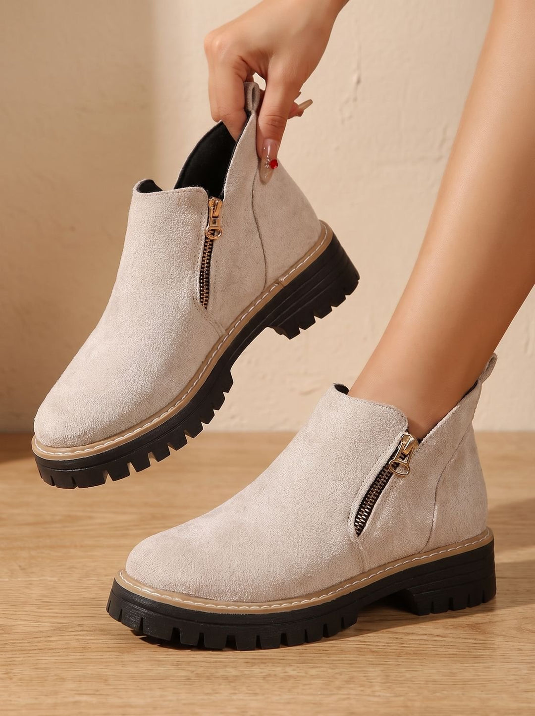 Linde Orthopedic-Style Side-Zip Ankle Boots with Lug Sole - image 13