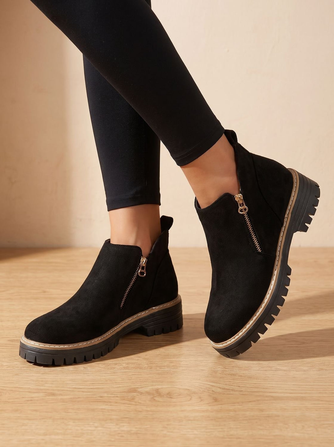 Linde Orthopedic-Style Side-Zip Ankle Boots with Lug Sole - image 4