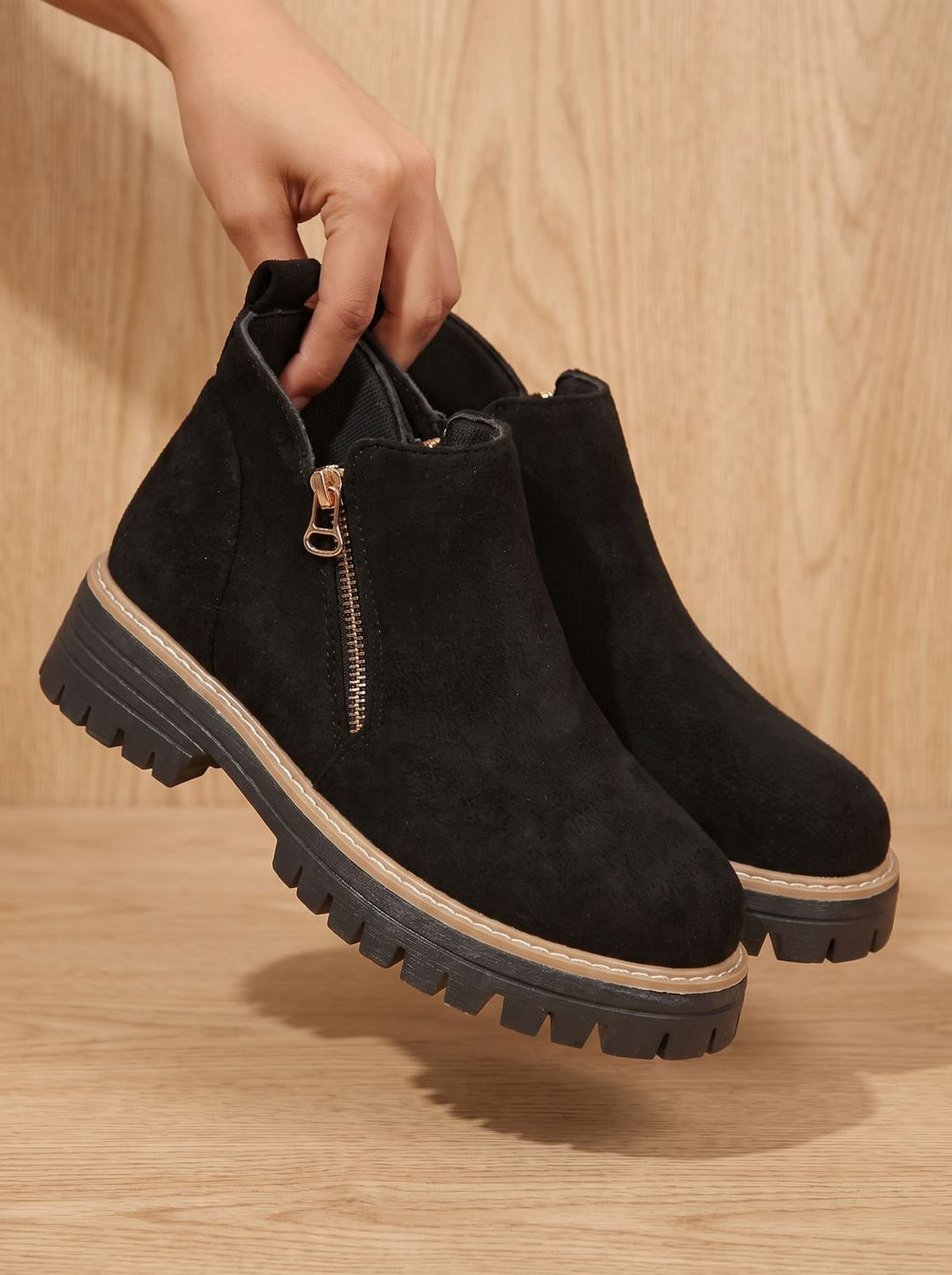 Linde Orthopedic-Style Side-Zip Ankle Boots with Lug Sole - image 5