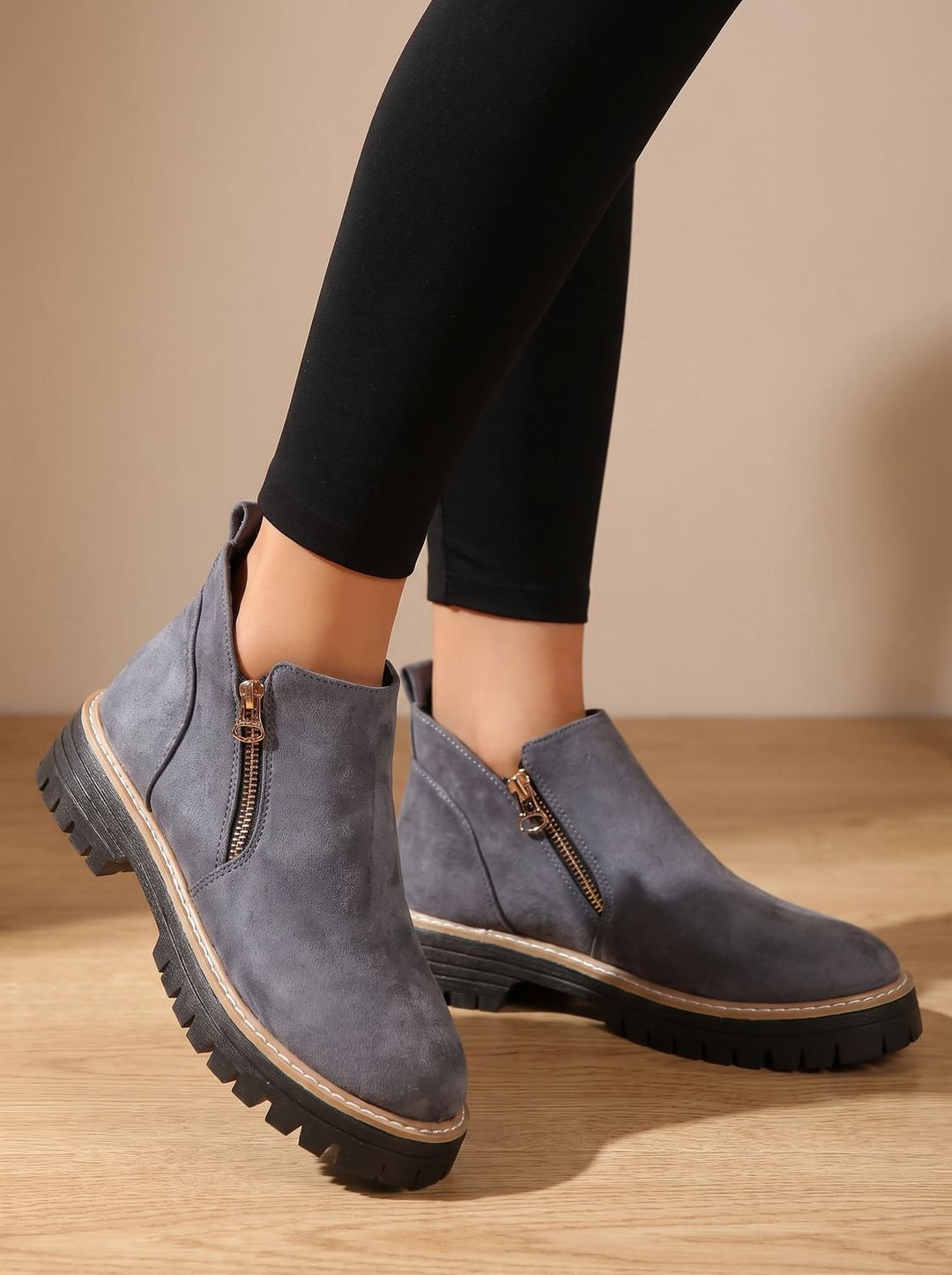 Linde Orthopedic-Style Side-Zip Ankle Boots with Lug Sole - image 6