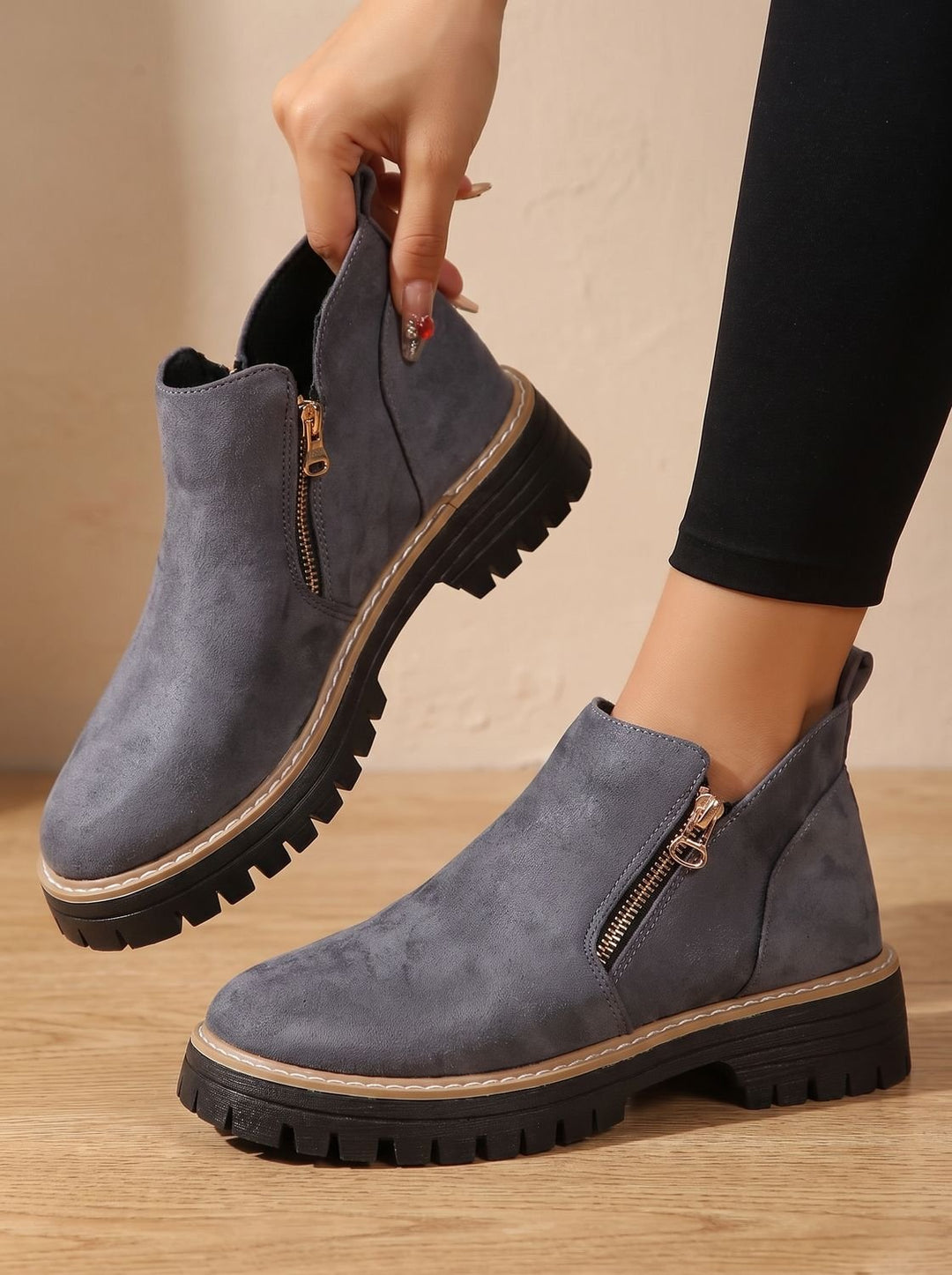 Linde Orthopedic-Style Side-Zip Ankle Boots with Lug Sole - image 7