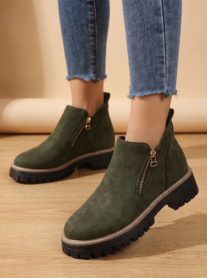 Linde Orthopedic-Style Side-Zip Ankle Boots with Lug Sole - image 8