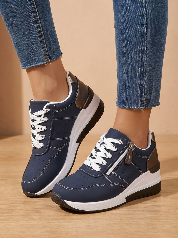 Nienke Orthopedic-Style Lace-Up Wedge Sneakers with Side Zip - image 2