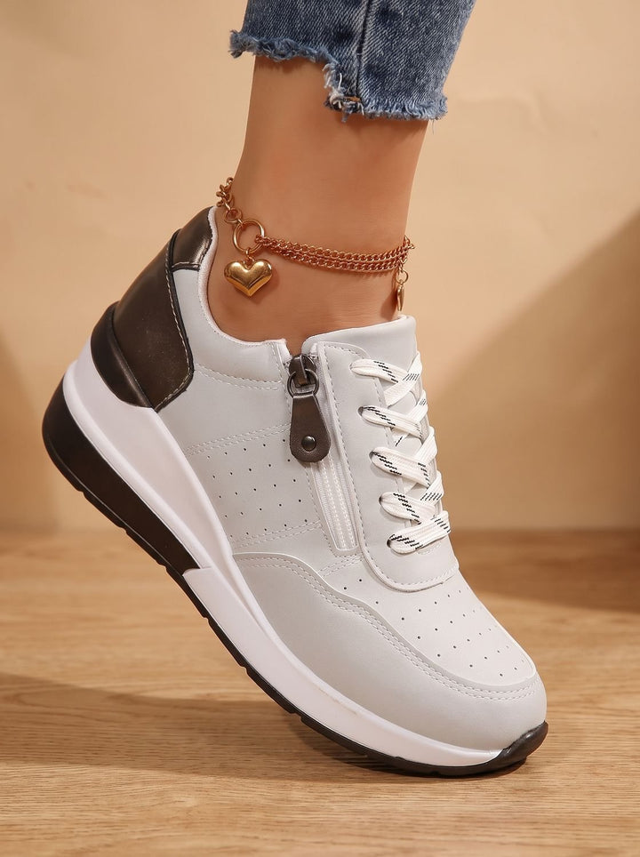 Nienke Orthopedic-Style Lace-Up Wedge Sneakers with Side Zip - image 7