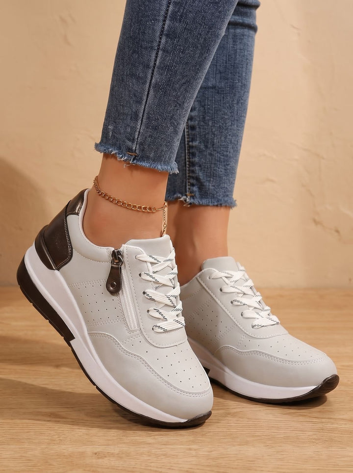 Nienke Orthopedic-Style Lace-Up Wedge Sneakers with Side Zip - image 8