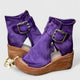 Thea | Women's Buckle Platform Boots for All-Day Wear in Purple