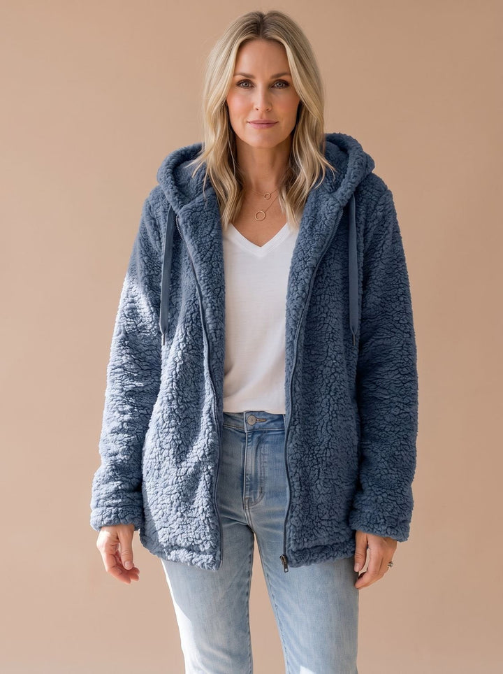 Lieke Oversized Hooded Teddy Fleece Zip-Up Jacket - image 6