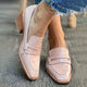 Women's Cushioned Comfort Block-Heel Slip-On Loafers for Commuting in Pink — view 1