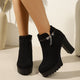 Jorinde Faux-Suede Platform Ankle Boots with Rhinestone Chain - image 6