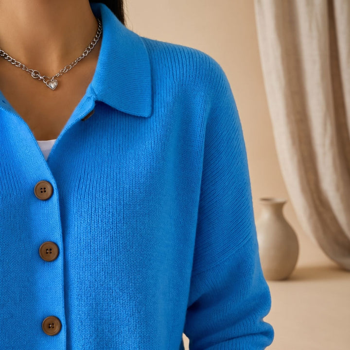 Gerdien Polo-Collar Button-Front Knit Cardigan - image 2