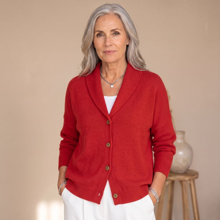 Gerdien Polo-Collar Button-Front Knit Cardigan - image 3