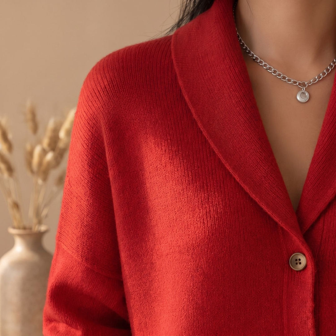 Gerdien Polo-Collar Button-Front Knit Cardigan - image 4