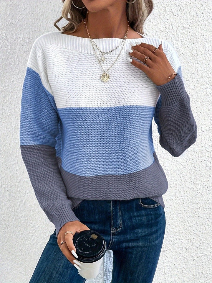 Tessel Color-Block Crewneck Knit Sweater - image 4