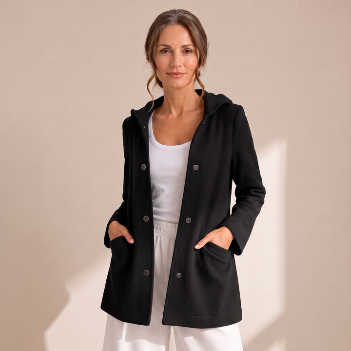 Loes Hooded Button-Up Cardigan Coat with Pockets - image 3