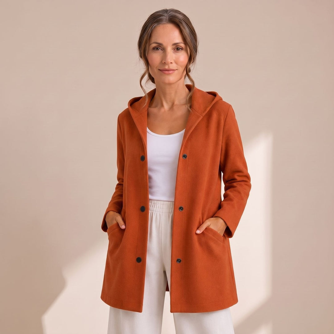Loes Hooded Button-Up Cardigan Coat with Pockets - image 6