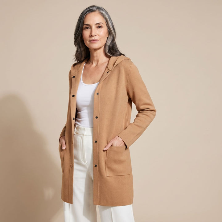 Loes Hooded Button-Up Cardigan Coat with Pockets - image 8
