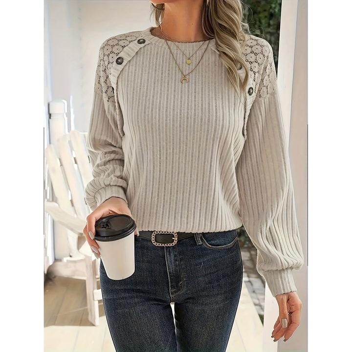 Zaira Ribbed Knit Top with Lace Shoulders - image 11