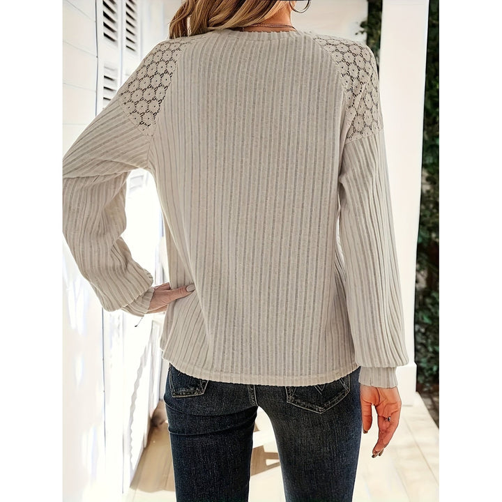 Zaira Ribbed Knit Top with Lace Shoulders - image 9