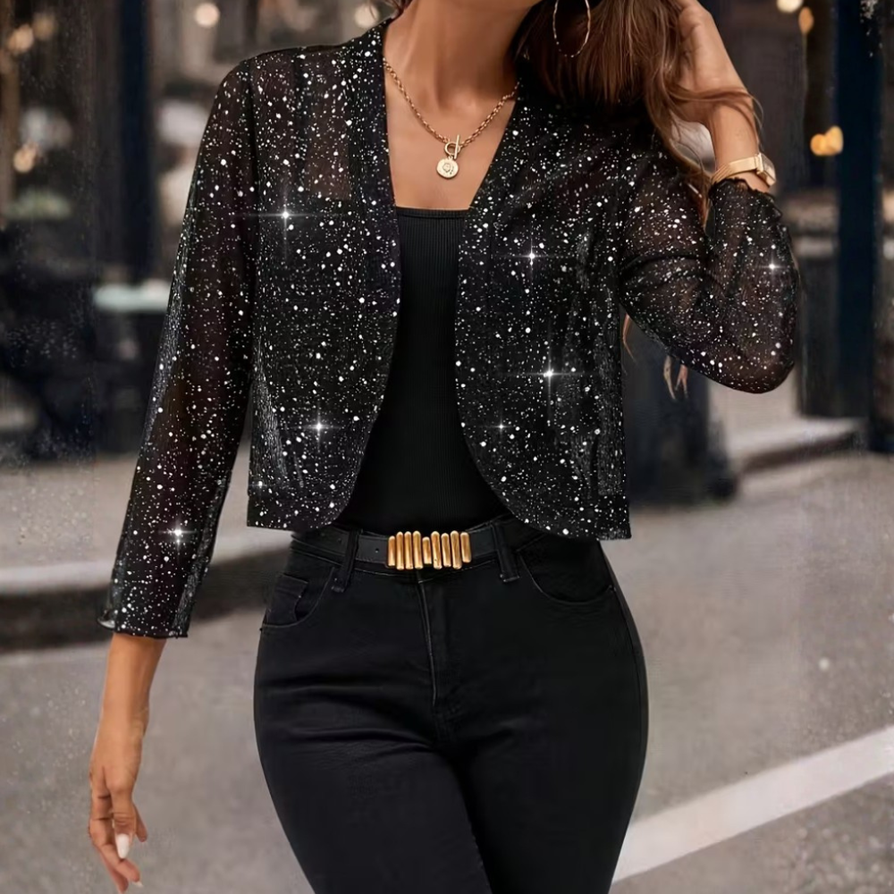 Cayla Cropped Sequin Shrug Jacket - image 2