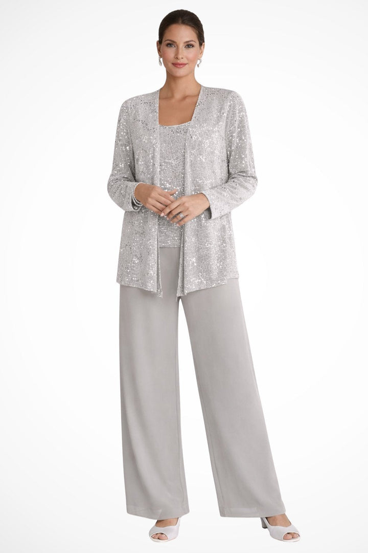Luna | Women's Sequined Three-Piece Wide-Leg Trouser Suit