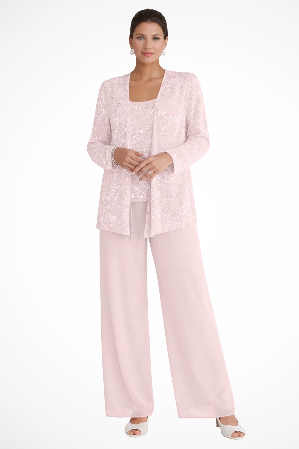 Luna | Women's Sequined Three-Piece Wide-Leg Trouser Suit