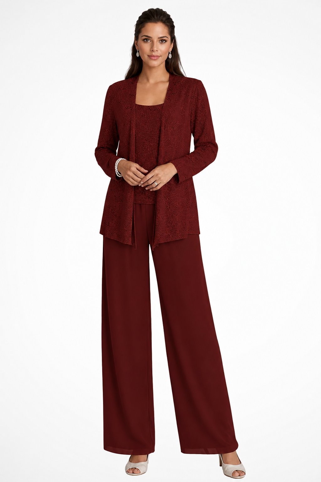 Luna | Women's Sequined Three-Piece Wide-Leg Trouser Suit