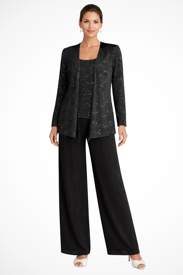 Luna | Women's Sequined Three-Piece Wide-Leg Trouser Suit