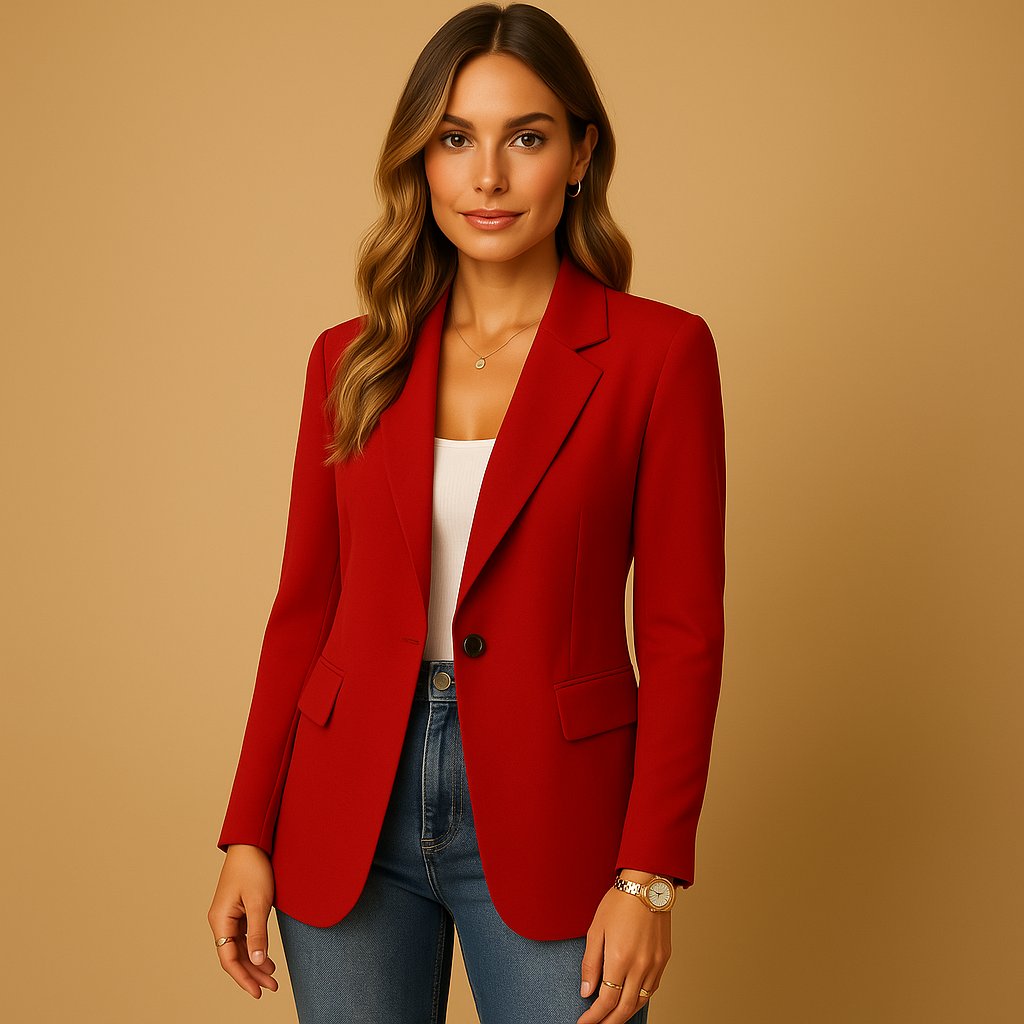 Violetta | Women's Button-Front Blazer for Layering in Red