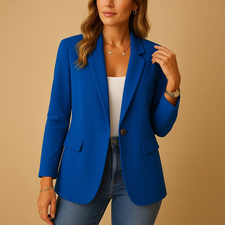 Violetta | Women's Button-Front Blazer for Layering in Blue