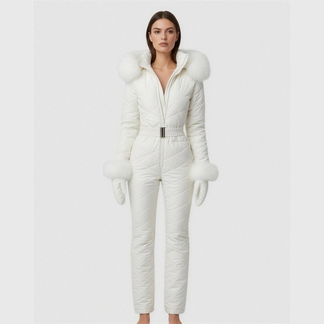 Ciara Quilted Ski Suit with Faux Fur Hood - image 1