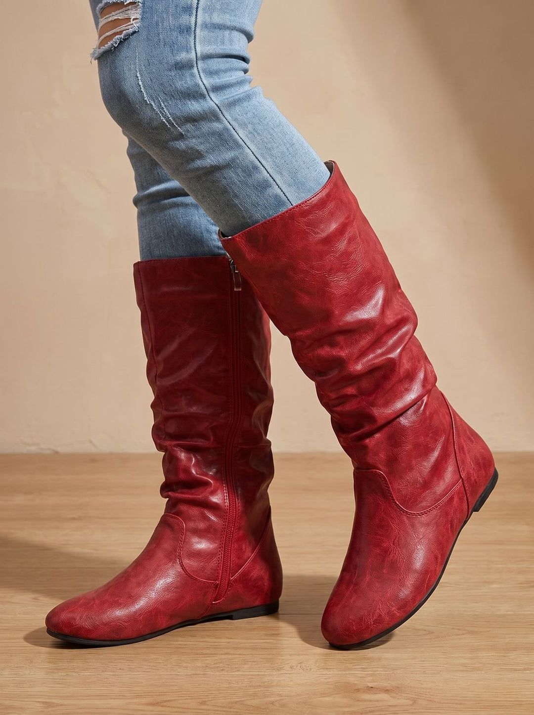 Mirthe Slouchy Flat Knee-High Boots with Side Zip - image 10