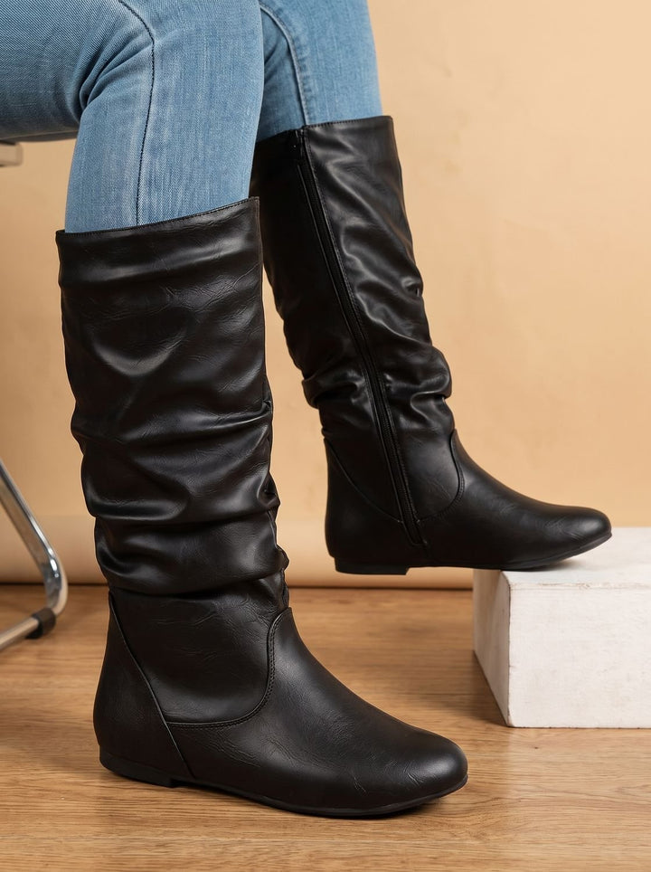 Mirthe Slouchy Flat Knee-High Boots with Side Zip - image 4