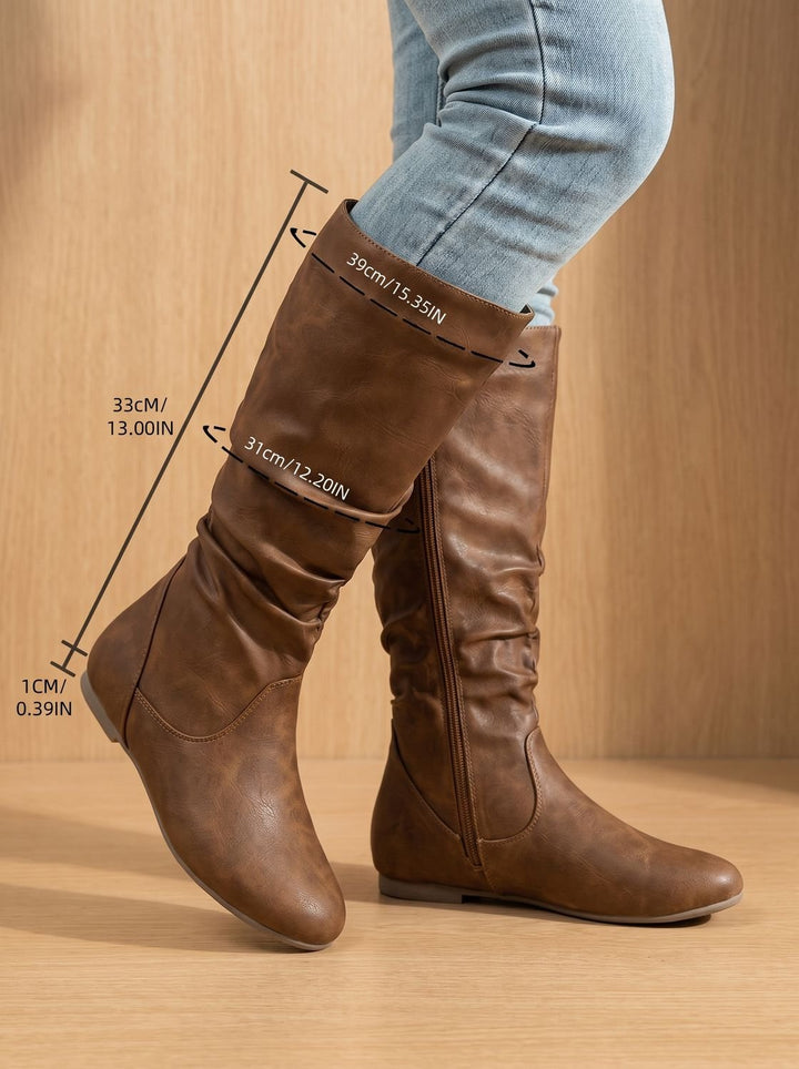 Mirthe Slouchy Flat Knee-High Boots with Side Zip - image 5