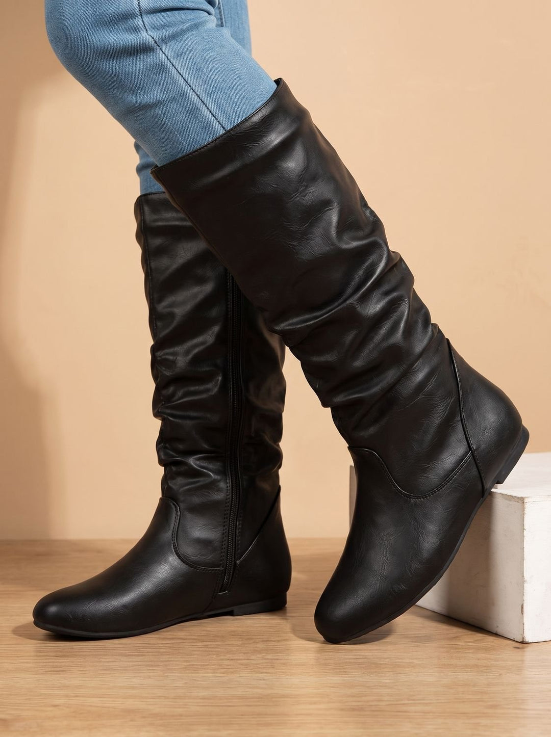 Mirthe Slouchy Flat Knee-High Boots with Side Zip - image 9