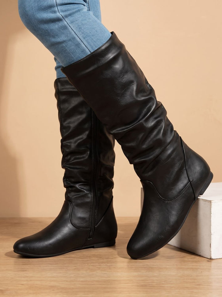 Mirthe Slouchy Flat Knee-High Boots with Side Zip - image 9