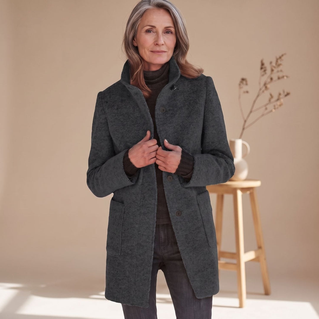 Evi Stand-Collar Wool-Blend Midi Coat - image 2