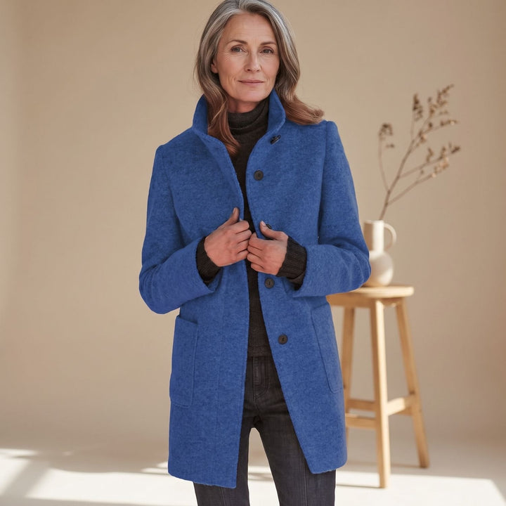 Evi Stand-Collar Wool-Blend Midi Coat - image 1