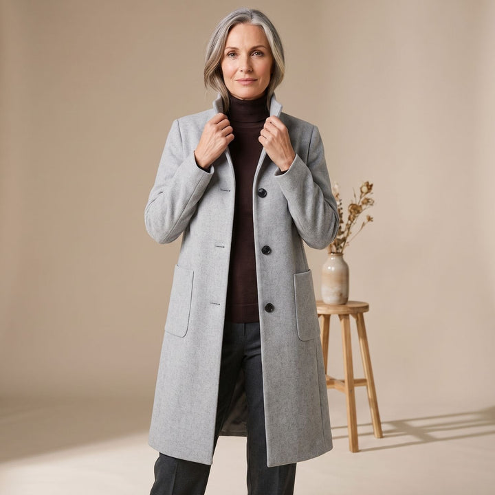 Evi Stand-Collar Wool-Blend Midi Coat - image 3