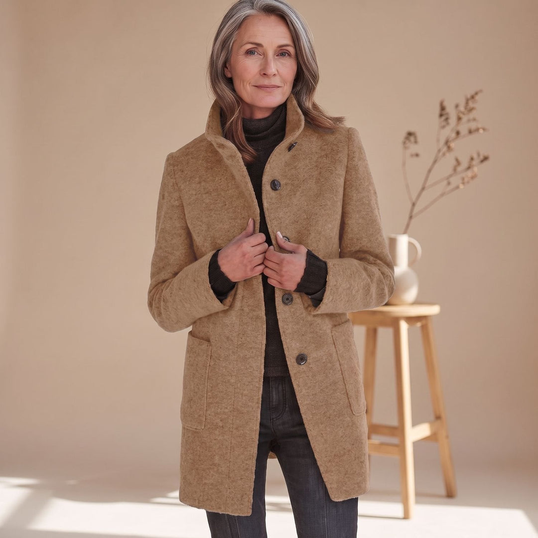 Evi Stand-Collar Wool-Blend Midi Coat - image 4