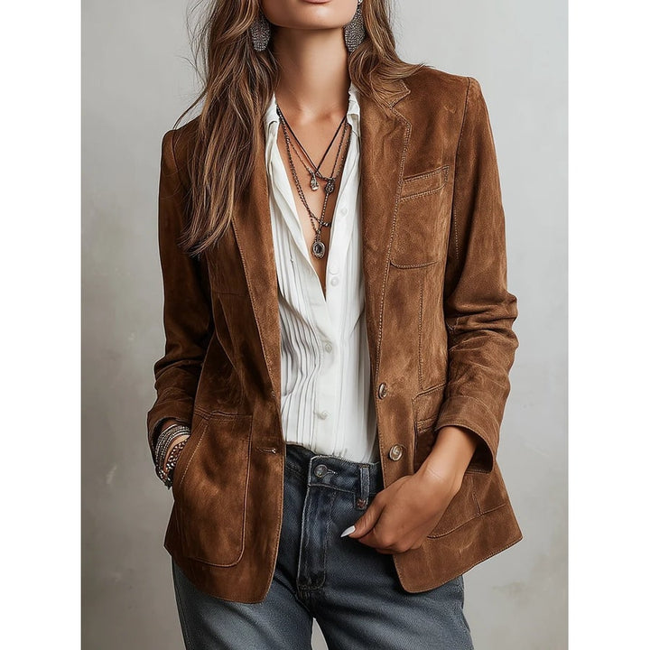 Cateline Faux Suede Single-Breasted Blazer - image 1