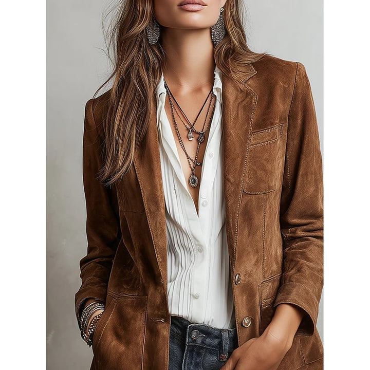 Cateline Faux Suede Single-Breasted Blazer - image 3